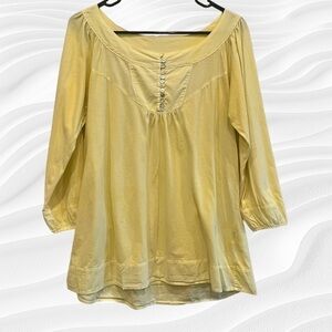 Anthropologie Benandlucia Yellow Prairie Long Sleeve Top Size Small